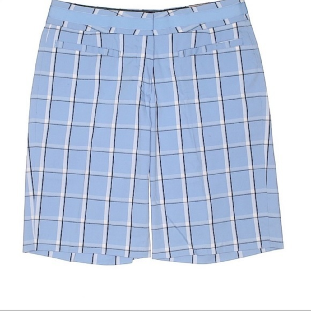 NWT Tommy Hilfiger Golf 8 blue/white/black plaid Bermuda length‎ preppy shorts
